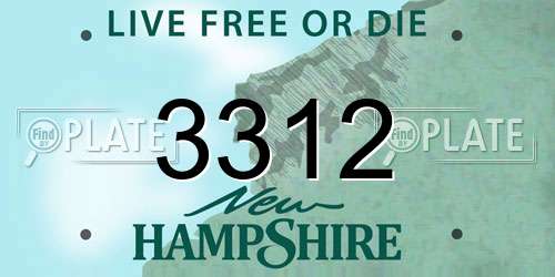 3312 New Hampshire License Plate