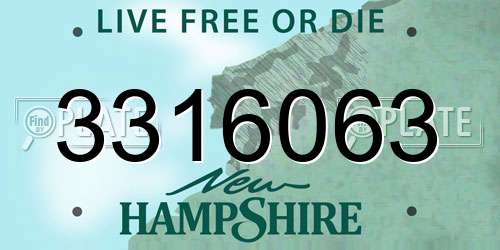 3316063 New Hampshire License Plate