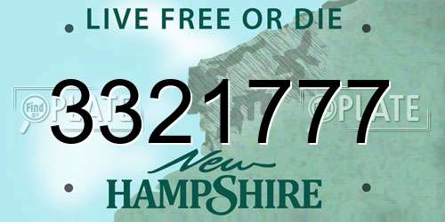 3321777 New Hampshire License Plate