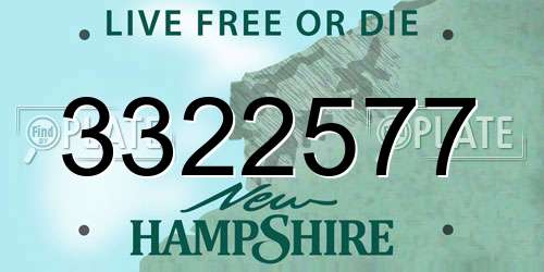 3322577 New Hampshire License Plate