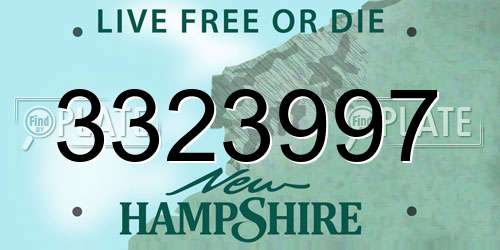 3323997 New Hampshire License Plate