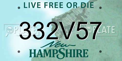 332V57 New Hampshire License Plate