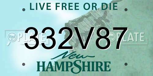 332V87 New Hampshire License Plate