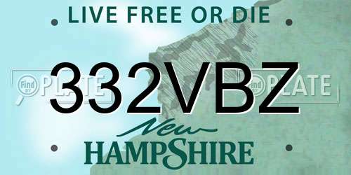 332VBZ New Hampshire License Plate