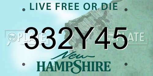 332Y45 New Hampshire License Plate
