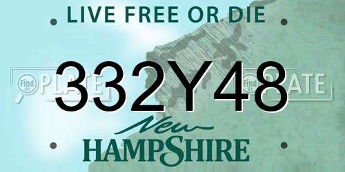 332Y48 New Hampshire License Plate