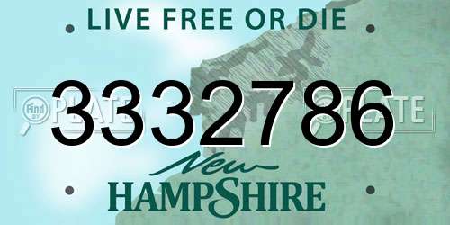 3332786 New Hampshire License Plate