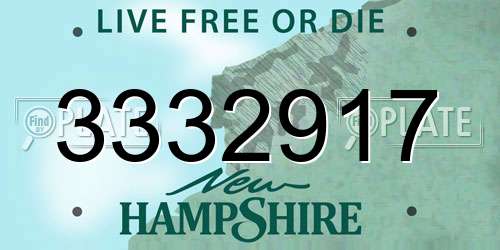 3332917 New Hampshire License Plate