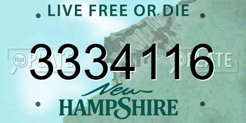 3334116 New Hampshire License Plate