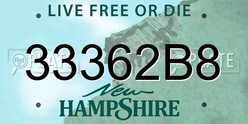 33362B8 New Hampshire License Plate