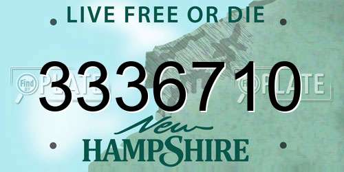 3336710 New Hampshire License Plate