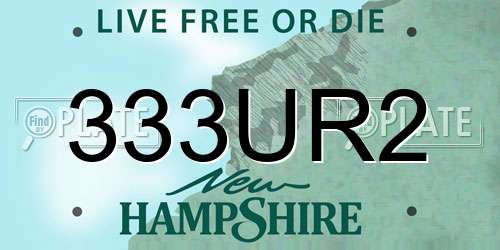 333UR2 New Hampshire License Plate