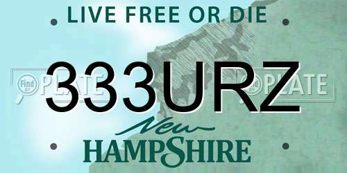 333URZ New Hampshire License Plate