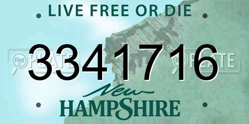 3341716 New Hampshire License Plate
