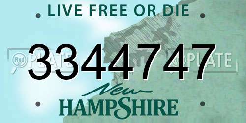 3344747 New Hampshire License Plate