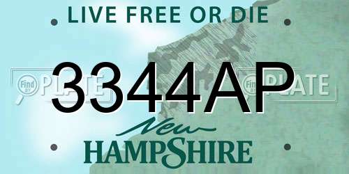 3344AP New Hampshire License Plate