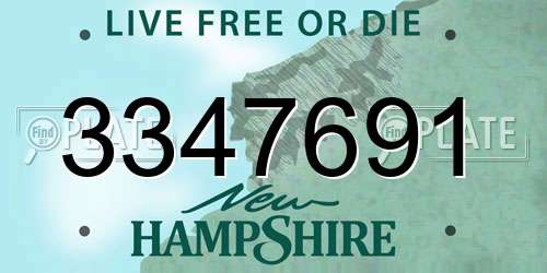3347691 New Hampshire License Plate