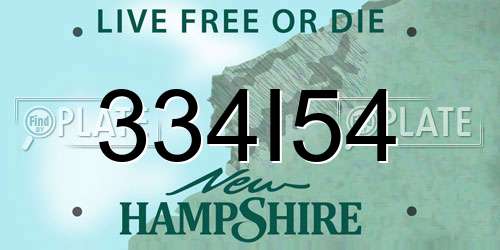 334I54 New Hampshire License Plate