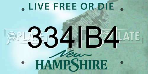 334IB4 New Hampshire License Plate