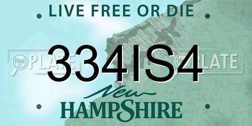 334IS4 New Hampshire License Plate