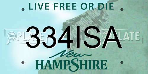 334ISA New Hampshire License Plate