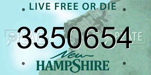 3350654 New Hampshire License Plate