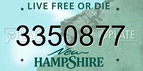 3350877 New Hampshire License Plate