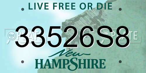 33526S8 New Hampshire License Plate