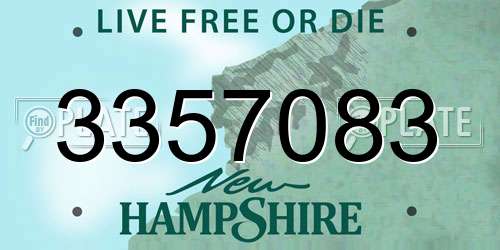 3357083 New Hampshire License Plate