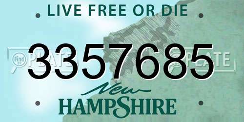 3357685 New Hampshire License Plate