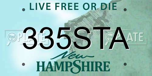 335STA New Hampshire License Plate