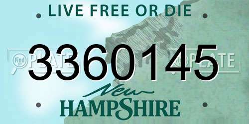 3360145 New Hampshire License Plate