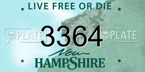 3364 New Hampshire License Plate