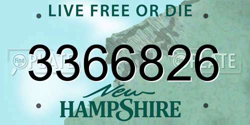 3366826 New Hampshire License Plate