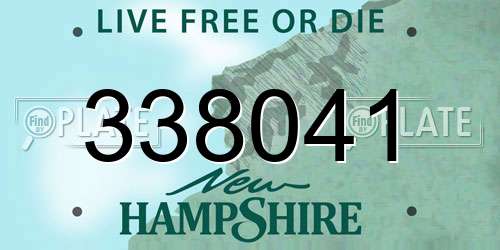 338041 New Hampshire License Plate