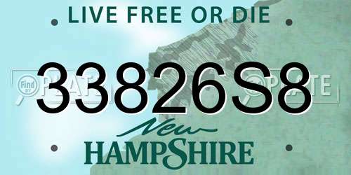33826S8 New Hampshire License Plate
