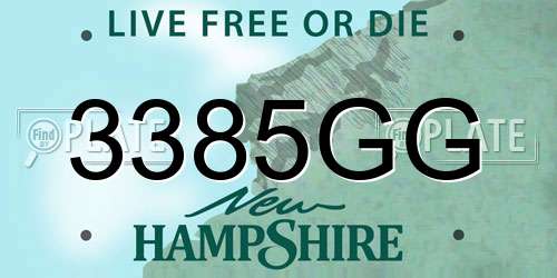 3385GG New Hampshire License Plate