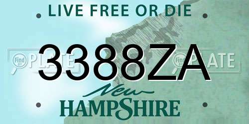 3388ZA New Hampshire License Plate