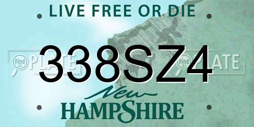 338SZ4 New Hampshire License Plate