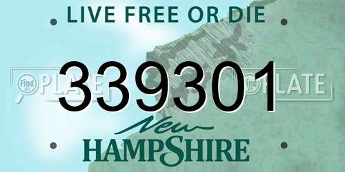 339301 New Hampshire License Plate