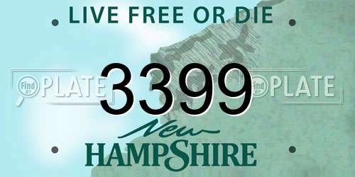 3399 New Hampshire License Plate