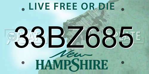 33BZ685 New Hampshire License Plate