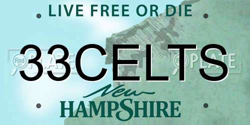 33CELTS New Hampshire License Plate