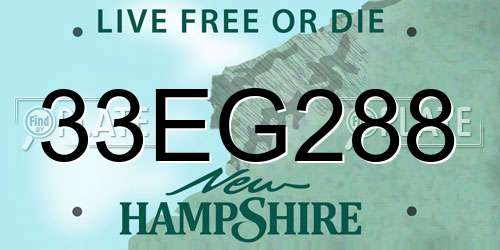 33EG288 New Hampshire License Plate