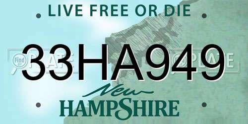 33HA949 New Hampshire License Plate
