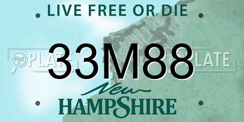 33M88 New Hampshire License Plate