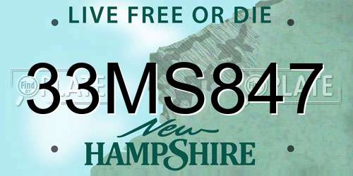 33MS847 New Hampshire License Plate