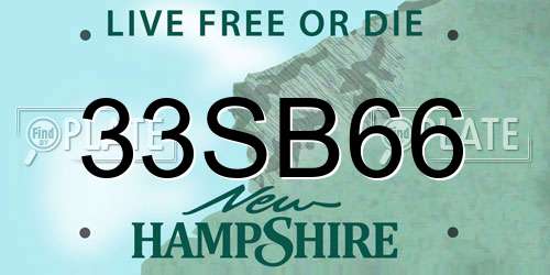 33SB66 New Hampshire License Plate