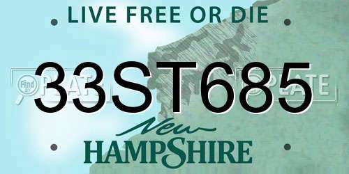33ST685 New Hampshire License Plate
