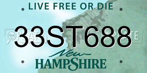 33ST688 New Hampshire License Plate